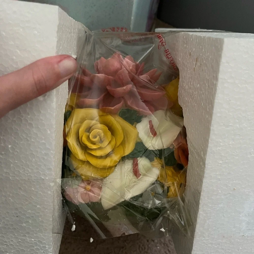 Temptation Hand Painted Polyresin Flower Basket